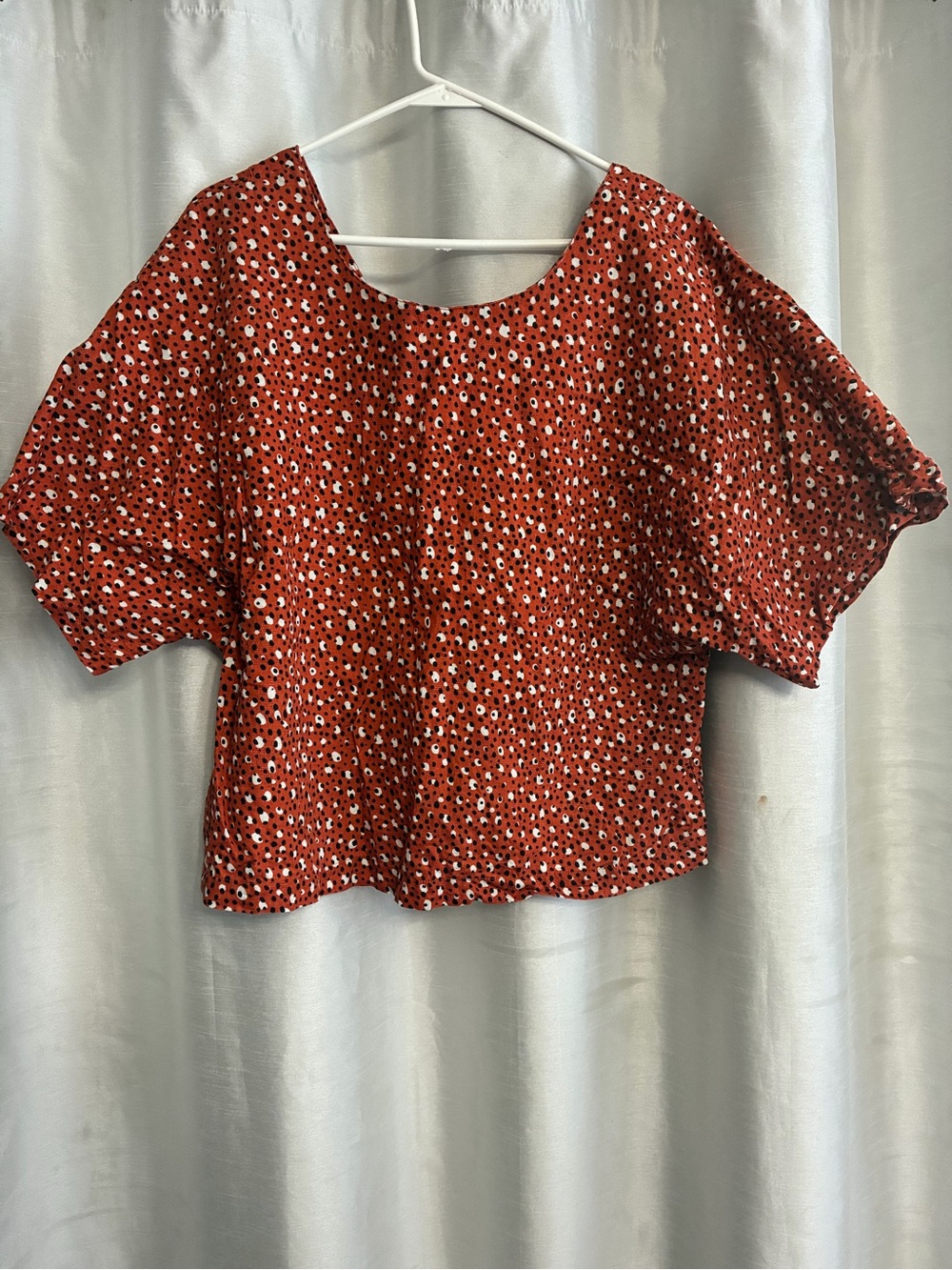 The Odells Alice Women Orange Spotted Linen Cotton Reversible Blouse